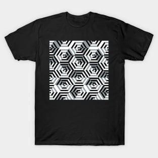 Retro Black and White Hexagons T-Shirt